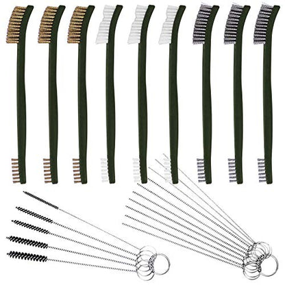 FineGood 9 Pcs Wire Brush Set - Carb Cleaner Kit with 3 Brass, 3 Steel, 3 Nylon Brushes for Car Detailing