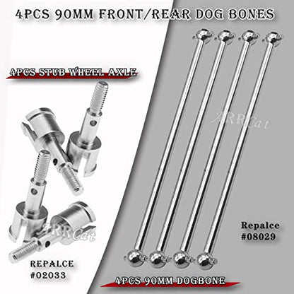 Drive Shaft Upgrades Part for Red cat Volcano Epx/PRO,ARRCat Metal 90MM Dogbones Drive Shaft 08029 & Stub Wheel Axle 02033，RC Hops Up Upgrades Parts Dogbones&Stub Wheel Axle,(90mm, 8-Pack),Silver - color: Silver - (90mm, 8-pack)
