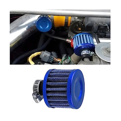 BESULEN Air Intake Filter Breather, 0.47 inch Universal Cold Air Filter, 12mm Car Turbo Vent Air Intake Filter Cleaner, Crankcase Breather Compatible with Car and Motorcycle Engine Parts (Blue) - style: Blue