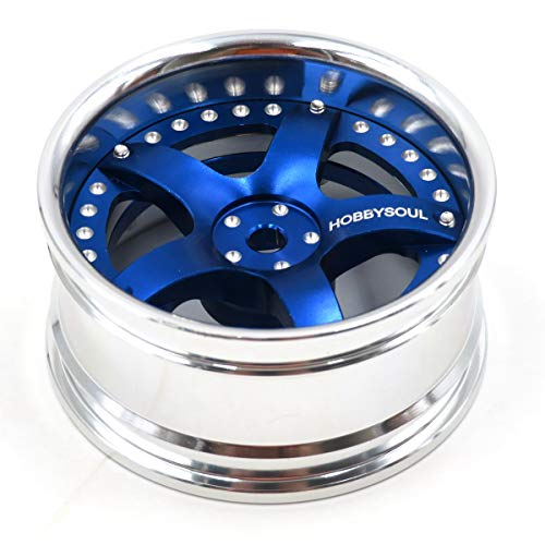 2pcs RC 1/10 Aluminum Wheel Rims Hex 12mm Adjustable Offset Silver & Blue Color Fit 1:10 RC On Road Drift Touring Car Tires - color: Silver & Blue
