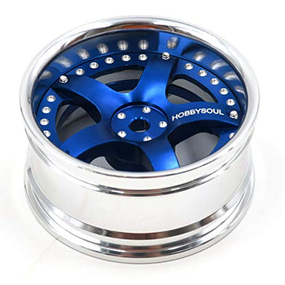 2pcs RC 1/10 Aluminum Wheel Rims Hex 12mm Adjustable Offset Silver & Blue Color Fit 1:10 RC On Road Drift Touring Car Tires - color: Silver & Blue