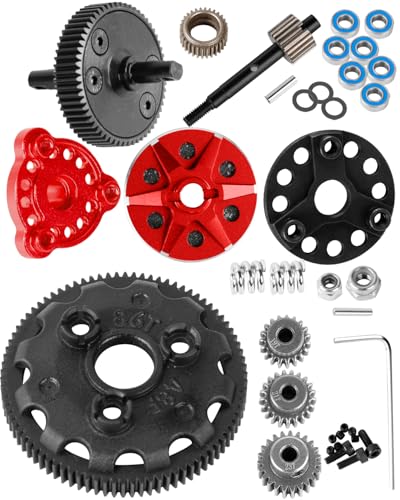 RC Transmission Gear &48P 86T w/19T 21T 23T Pinions &Slipper Clutch &Pressure Plate &Slipper Rebuild Kit Upgrades Part for 1/10 2WD Slash/Rustler/Stampede/Bandit 2WD(VXL) RC Car,Red - color: Red(1set)