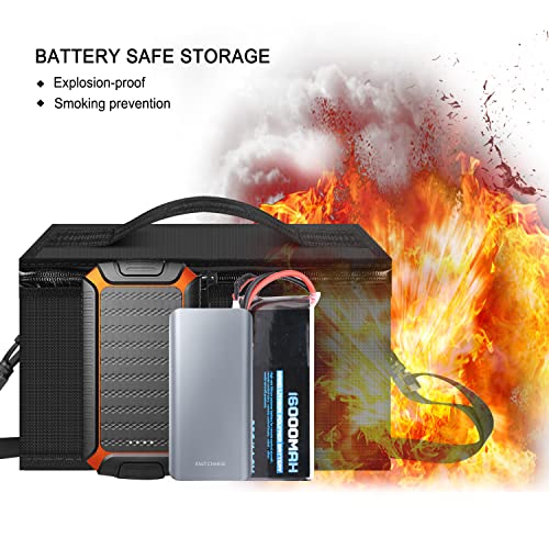Fireproof Lipo Battery Bag, 11 x 8 x 6.5 in | Explosionproof, Fire Resistant, Detachable Shoulder Strap, Double Metal Zipper, Large Capacity - color: black