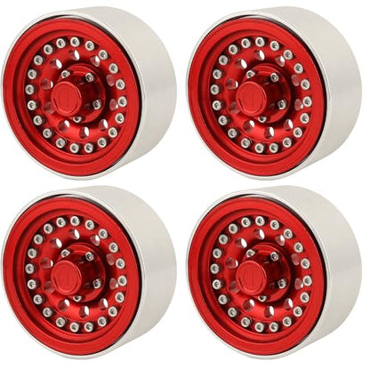 1/10 RC Crawler 4Pcs 1.9 Inch Beadlock Wheel Hub Rim Rims Aluminum Alloy for TRX4 TRX6 Axial SCX10 III AXI03007 GRT EX86190 RedCat,Five Hole nut (red) - color: Red
