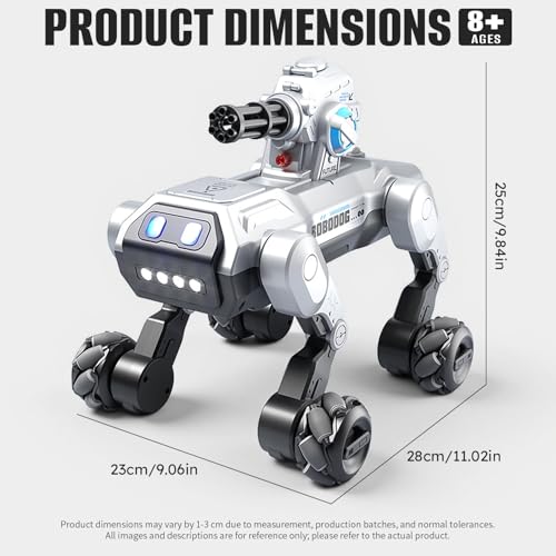 Smart Robot Dog RC Stunt Car Toys with Wheels, Remote Control STEM Pet Robot Toy with Music,Bionic Actions,Voice& Remote Control,Gesture Sensing,All-Terrain Stunt Pet Toy with Blaster foy Kids - style: Robot Dog with Wheels