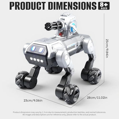 Smart Robot Dog RC Stunt Car Toys with Wheels, Remote Control STEM Pet Robot Toy with Music,Bionic Actions,Voice& Remote Control,Gesture Sensing,All-Terrain Stunt Pet Toy with Blaster foy Kids - style: Robot Dog with Wheels