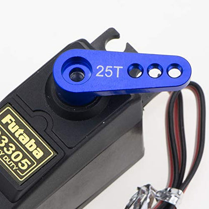 Aluminum 28.5mm 25T Teeth Tooth Steering Half Servo Arm Horn 2-Pack for 1/10 Rc Hobby Model Car/Boat Futaba Traxxas Slash, Cojoys (Dark Blue)