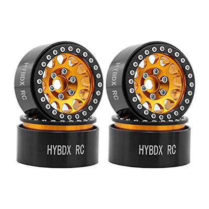 1.9 Inch Aluminum Alloy Beadlock Wheel Rim Hub 4pcs Suit for 1:10 RC Crawler Axial SCX10 SCX10 II TRX4 RC4WD D90. (Golden) - color: Golden