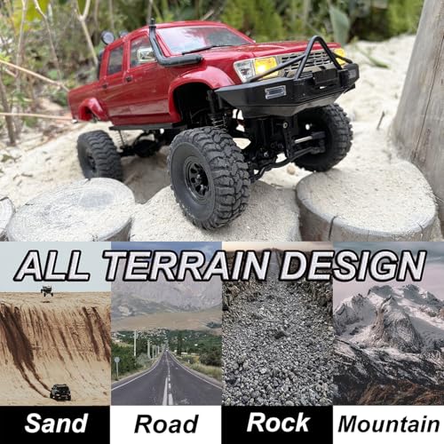 WPLDEWAN 1/16 RC Crawler WPL C64-1 Remote Control Truck Off Road | RC Rock Crawler 4x4 Pickup RTR All Terrain Fully Proportional 2.4GHz Axle Mounted Servo Hobby Car Adult