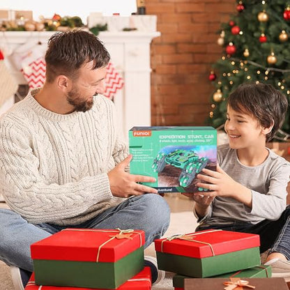 FUNiOi Cool 8WD RC Stunt Car for Kids Ages 6 7 8-12 13 14 Year Old - Remote & Gesture Hand-Controlled Toy with Lights & Music, Rotating Drift Car for Boys, 2.4Ghz - style: 8WD