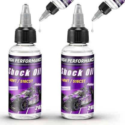 2 Bottles Racing Silicone Shock Oil 40WT 516CST | RC Car Shock Oil for Lubricating R/C Radio Controlled Cars and All Types of Vehicles, RC Shock Oil, Does Not Evaporate