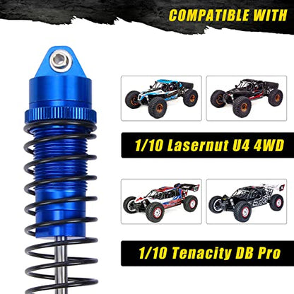 RCAWD Shock Absorber Front Rear for LOSI 1/10 Lasernut U4, Tenacity DB Pro, TENACITY TT Pro 4WD SCT Upgrades, RC Shocks Damper 90mm 100mm, Hop Ups Parts #LOS233011, LOS03028, LOS03027, LOS03019 Blue - color: Blue