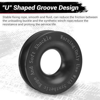 Soft Shackle & Winch Recovery Ring Kit 1/2" X 22" Synthetic Soft Shackle 56,000lbs 2PCS with 1 Rescue Ring for ATV UTV SUV Truck Offroad Vehicle Red - size: Red Shackles+ Black Ring