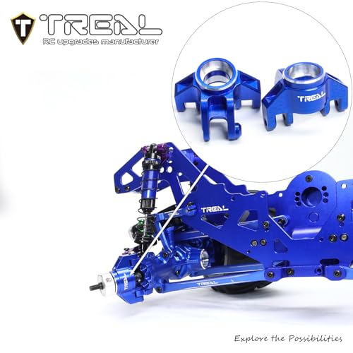 TREAL Aluminum 7075 Front Steering Knuckles Spindle Set for 1/18 Mini LMT Monster Truck Grave Digger(Blue) - color: Blue