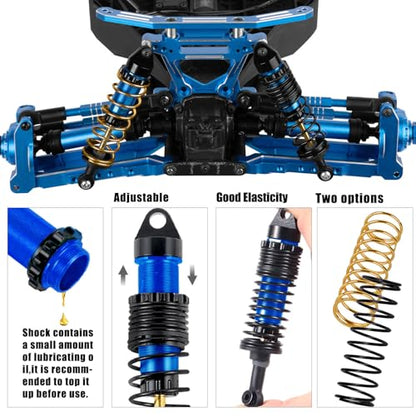 Upgrades Part for 1/10 Slash/Rustler/Stampede/Hoss 4x4 VXL,RC Shock Absorbers&Suspension Arms&Drive Shaft Axles&Steering Knuckle Kit&Shock Tower&Adjustable Links&Steering Block,Navy Blue - color: Navy Blue(parts)
