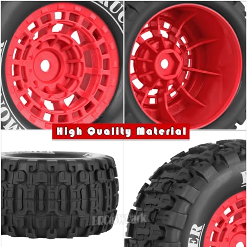12mm Hex RC Wheel Tires for 1/16 Mini Maxx & Mini XRT,HSP 94186,E-Revo,L0 S1 1/18 Mini LMT RC Crawler Car Truck,RC Drift Wheels,Mini RC Truck Tires 4PCS,Red - color: Red - (12mm Hex Rc Wheel Tires)