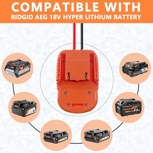 2PCS Power Wheels Adapter for Ridgid AEG 18V Hyper L1815R B1820R L1830R Battery,with 6Pcs Fuse & 2Pcs Wire terminals, 14AWG Wire Power Connector for Rc Car, Rc Truck, DIY(NO Battery) - style: 2pcs for Ridgid 18v