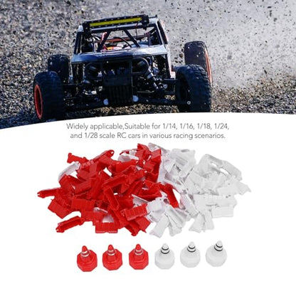 120PCS RC Track Fence Panels with 30PCS Road Cones, Red White ABS Drift Racing Barriers for 1/10 1/14 1/16 1/18 1/24 1/28 Scale RC Cars