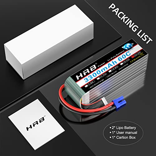HRB 2PCS 6S 3300mAh Lipo Battery EC5 60C 22.2V RC Compatible with RC Plane