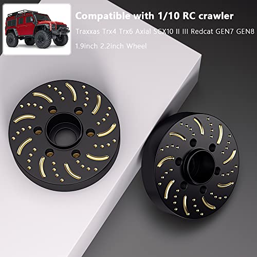 GLOBACT 1/10 Brass Wheel Weights Extended Hex Hub for TRX4 TRX6 SCX10-12mm | Fits 1.9" 2.2" RC Wheel, 340g Counterweight - size: 12mm