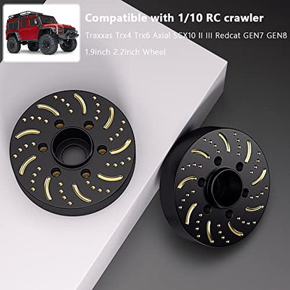 GLOBACT 1/10 Brass Wheel Weights Extended Hex Hub for TRX4 TRX6 SCX10-12mm | Fits 1.9" 2.2" RC Wheel, 340g Counterweight - size: 12mm