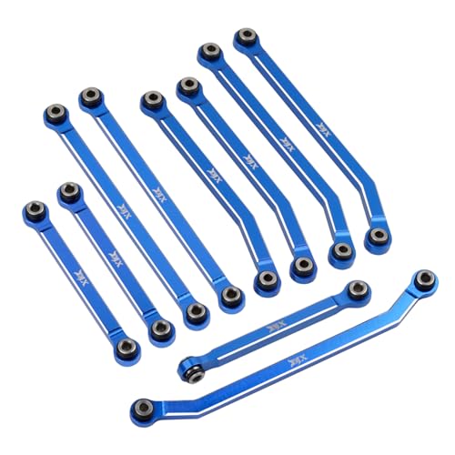 DJX CNC Aluminum High Clearance 4-Link w/Steering Link Set for 1/18 RC Crawler Redcat Ascent-18(Blue) - color: Blue