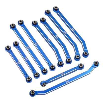 DJX CNC Aluminum High Clearance 4-Link w/Steering Link Set for 1/18 RC Crawler Redcat Ascent-18(Blue) - color: Blue