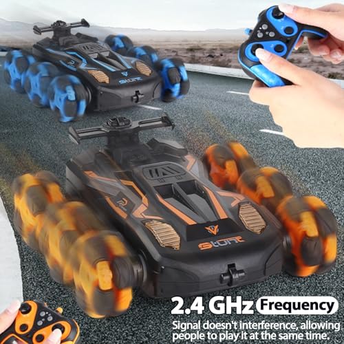 6WD Gesture Sensing RC Stunt Cars, 2.4Ghz Remote Control Cars,Toys Gifts for Kids 8 9 10 11 12 Year Old Boys Girls,360° Rotation Drift Car with Light & Music DMRC010-O