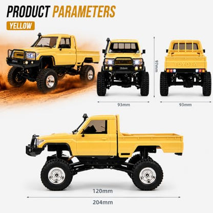 UDIRC UCX2404PRO 1/24 Scale Brushless Trail Truck, 4WD Off-Road rc Crawler | 2-Speed Transmission, Full LED Lights, Hydraulic Shocks, Breakaway Tank Turn, RTR for Adults - color: Yellow