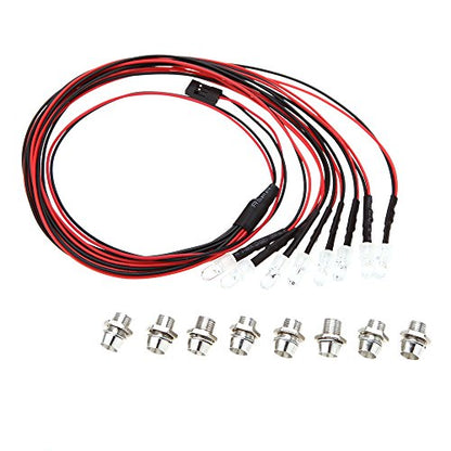 8PCS RC LED Lights LED Lights Red+White Color Headlights Taillight Kit for Traxxas for Tamiya HSP SCX10 D90 1/10 RC Car