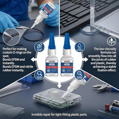 406 Super Bonder Clear Instant Adhesive for Plastics and Rubbers 20g 4 Pack - size: 406, style: 4 Pack