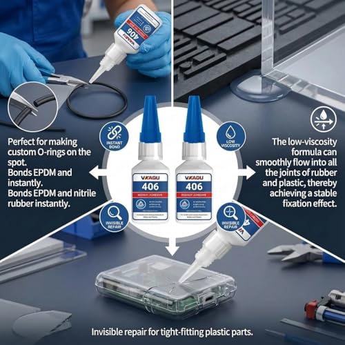 406 Instant Adhesive Super Glue Clear High Strength Rubber & Plastic Bonder 20g 12 Pack - size: 406, style: 12 Pack