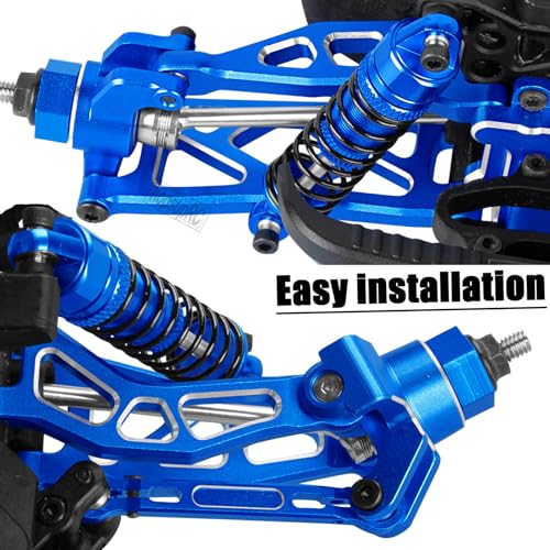 RC Alloy Front Rear Suspension A Arms Upgrades Part for 1/18 Granite Grom Mega 380 Brushed 4x4 Monster Truck RTR, Aluminum Front Rear A Arms Hops Up,Navy Blue(8PCS) - color: Blue(8pcs)