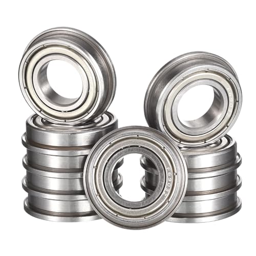 F6903ZZ Flanged Ball Bearing, ID 17mm x OD 30mm x Width 7mm Double Metal Shielded Deep Groove Bearings, Pre-Lubricated (GCr15) Chrome Steel 10pcs - size: F6903ZZ 17mmx30mmx7mm