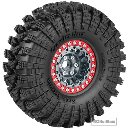 RC 1.9" Beadlock Wheels and Tires for 1/10 RC Crawler SCX10 90046 AX103007 TRX4 TRX6 VS4-10 Red cat Gen8 7 MST CFX RC 4WD D90,Dually 1.9 Beadlock Wheels Aluminum Rims Rubber Tires,Titanium - color: Titanium(4pcs)
