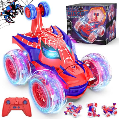 Mafbeanl Remote Control Car Stunt RC Cars 360° Rotating with 2.4GHz Rechargeable Wheel Lights Toys Car Gift for Boys 3 4 5 6 7 8 9 10 11 12 (Red) - color: Red