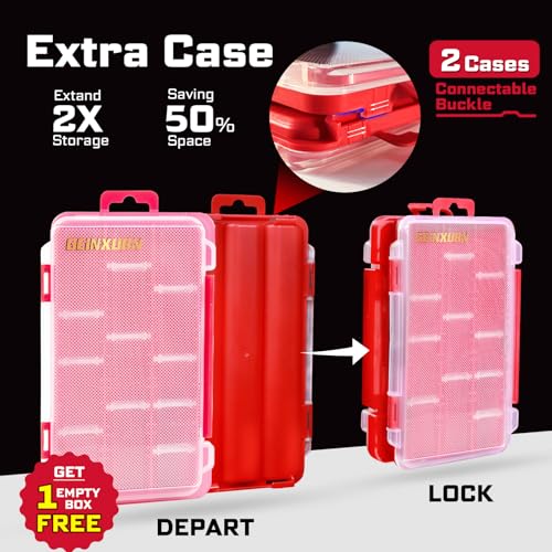 Geinxurn Small Flat Storage Parts Organizer, 4Pcs Red Portable Transparent Plastic Small Parts Tools Box with Removable Dividers, Screwdriver Bit Cases Storage(4 Pieces) - style: Flat-4pcs