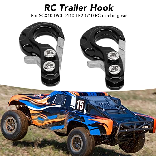 RC Winch Trailer Hook Set 2Pcs, 0.9x0.5in/2.3x1.3cm | Aluminum Alloy | 1/10 Crawler Truck | SCX10 D90 Compatible | Simulation Design | RC Car Accessory(Black) - color: Black