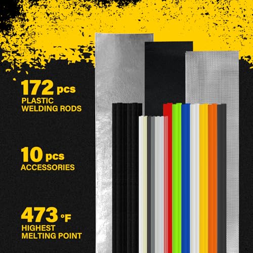Allturn 182 Pcs Plastic Welding Rods Accessory Set | For TPO TEO And PP Plastics, 7.87 Inches Long, heat up to 473°F