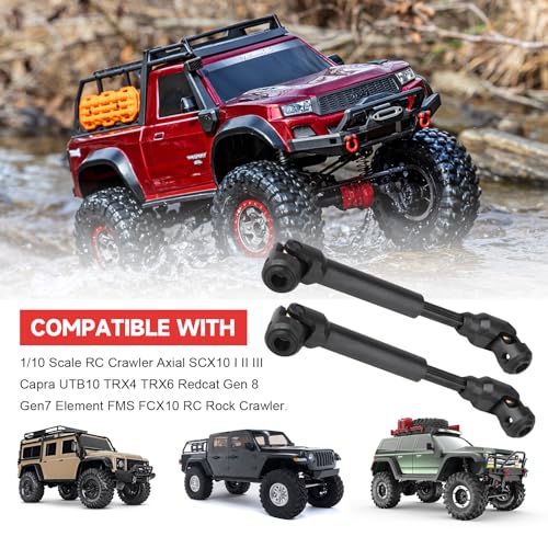 2pcs Hobbyfire 1/10 RC Crawler Drive Shafts Steel Universal Joint Driveshaft Heavy Duty for Axial SCX10 II III TRX4 Redcat Gen8 Gen7 Element Upgrades Parts(104-148mm) - style: 104-148mm