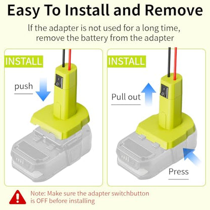 Power Wheel Adapter for Ryobi 18V Battery Adapter Power Wheel Battery Conversion Kit with Switch, Fuses & Wire Terminals, 12AWG Wire, Power Connector for DIY RC Car Toys and Robotics (No Battery) - color: Yellow