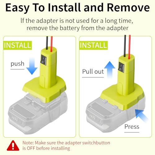 Power Wheel Adapter for Ryobi 18V Battery Adapter Power Wheel Battery Conversion Kit with Switch, Fuses & Wire Terminals, 12AWG Wire, Power Connector for DIY RC Car Toys and Robotics (No Battery) - color: Yellow
