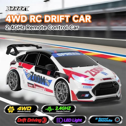 1:24 Remote Control Rally Car,Drift Car with LED Lights,4WD High Speed Remote Control Cars for Boys and Girls Age 6+ - style: Red Rally Car
