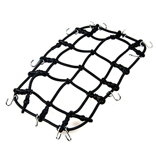 MOHERO 1/10 RC Elastic Luggage Net with Hook for 1:10th RC Vehicles RC Crawler Truck Car D90 TRX4 Roof Rack (Black) - color: Black