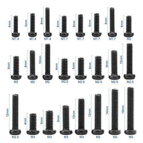NINDEJIN 650 pcs M1.4 M1.7 M2 M2.5 M3 Round Pan Head Laptop Mini Screw Kit | Carbon Steel, Laptop Computer Screw, for Repairing Most Computers, for Sports Equipment; Lawnmowers; Blowers, Mini Screw Set - style: Pan Head