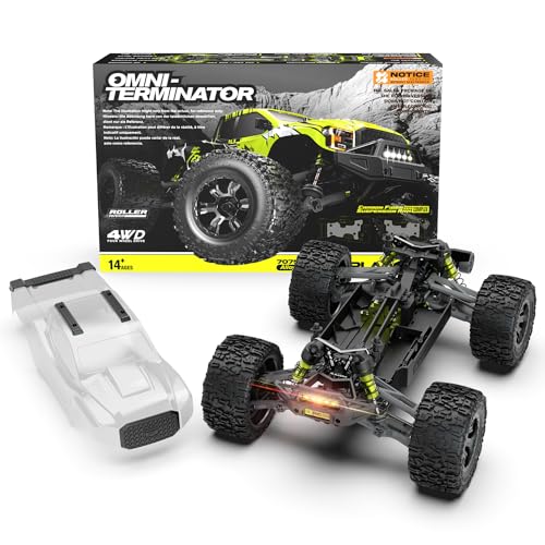CROBOLL Mini 1:10 Carbon Fiber RC Truck Roller, Hobby Grade RC Car Chassis | Central Differential Transmission Structure, All Terrain RC Monster Truck Supporting, Chrome Steel Helical Gear