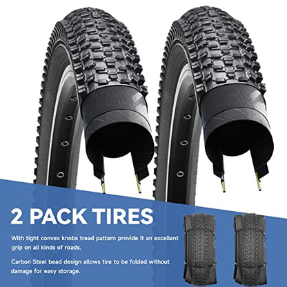 Hycline Mountain Bike Tire: 20/24/26/27.5-inch Folding Replacement High-Performance Wear-Resistant Bicycle Tires for MTB Off-Road Bike - size: 26x1.95 30TPI, style: Qty 2 Tires