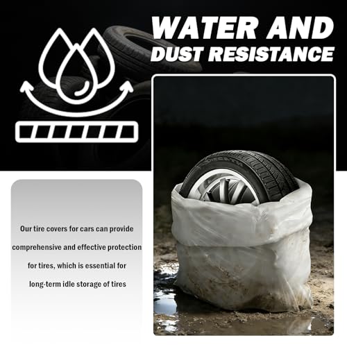4PCS Extra Large Tire Bags for Storage,LDPE Car Tire Storage Bags Provides Dust & Waterproof Protection,Tear-Resistant Tires Covers as Wheel Storages Bag for Transportation