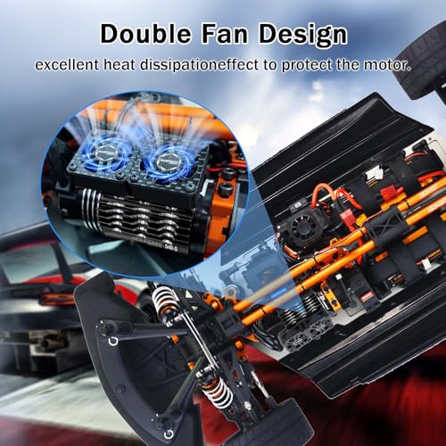 Surpass Hobby RC Motor Cooling Fan 30mm Twin Fans with Metal Heatsink for 1/8 1/10 RC Car 3650 3660 540 550 Brushless Motor (Black) - style: Black-Dual Fan for 36mm motor