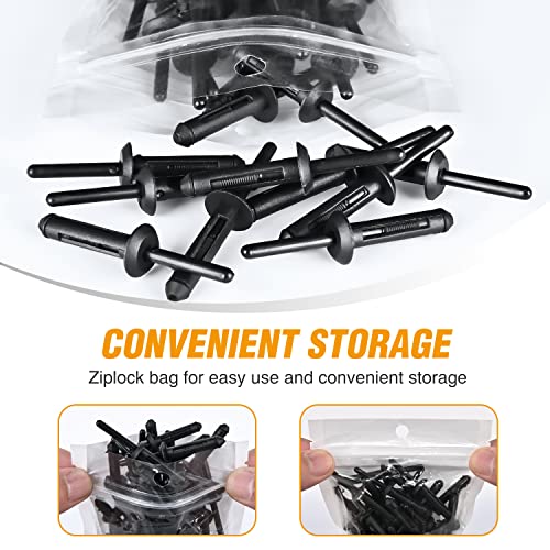 GOOACC 50Pcs 1/4" Hole Nylon Blind Rivets Fender Flare Bumper Door | Trim Plastic Rivet Retainer Compatible with Chrysler 6501559, 6506007AA GM 10184895 Ford N803862-S - color: 50Pcs 1/4" Hole Retainer
